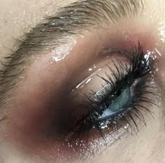 Glossy Eye Makeup, Glossy Smokey Eye, Smokey Glossy Eye, Glossy Grunge Makeup, Black Wet Eye Makeup, Glossy Eye Look, Glossy Black Eyes, Glossy Wet Eye Makeup, Wet Smokey Eye