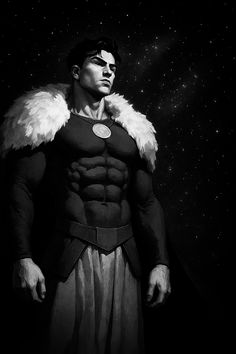 a black and white photo of a man in costume