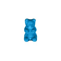 a blue gummy bear on a white background