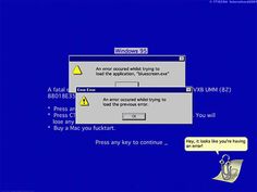 the windows 95 error screen is shown in this screenshot from microsoft's operating manual