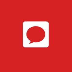 a red and white square with a speech bubble in the center, on a red background