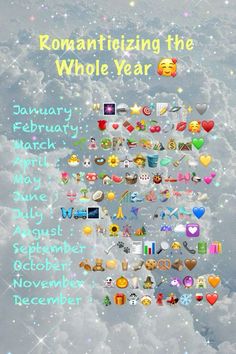 an image of a bunch of emoticions in the sky with words above them