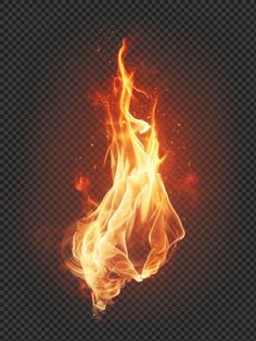 fire flames on a black background with transparent backround, in the shape of a flame
