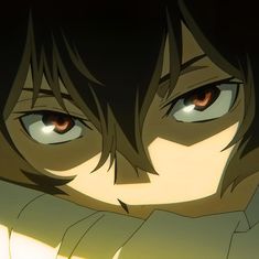 an anime character with brown eyes looking at the camera