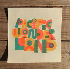 a piece of paper that has some type of typogramic on it,