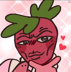 a drawing of a woman with green leaves on her head