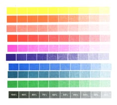a color chart with different colors and numbers on the bottom half of each row,