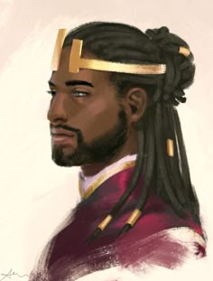 Tati Dragon Prince Crown, Dnd Human King, Black King Art Drawing, Young King Art, King Harrow The Dragon Prince, Old King Character Art, Young Prince Art, Black Prince Character Design, Black Elves Art