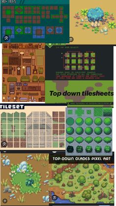 several different types of video game screens with text that reads top down titles and bottom up titles