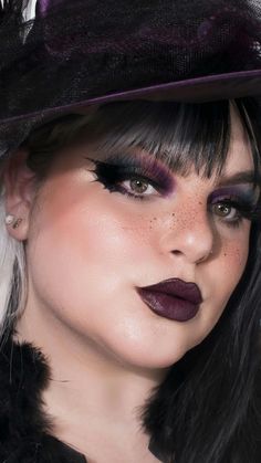 Difficulty: Easy     Makeup:  • Black eyeliner  • Palette and lipstick from hocus pocus colourpop collection.  Hat is from spirit Halloween ☺️ (deluxe witch hat)  • Glitter Witch Makeup, Glittery Witch Makeup, Simple Wicked Witch Makeup, Witch Makeup Ideas Pretty Purple, Good Witch Bad Witch Makeup, Witchy Makeup, Vintage Witch Art, Halloween Makeup Diy, Monster Prom