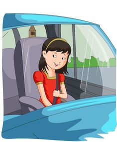 Vector girl travelling in the car vector... | Premium Vector #Freepik #vector #cute-girl #girl-travel #girl-driving-car #girl-car Driving Cartoon, Person Driving A Car Drawing, Someone Driving A Car Drawing, Car Ride Clipart, Cartoon Car Driving Through City, Drive A Car Cartoon, Girl Driving Clipart, Car Ride Illustration, Girl Driving Car