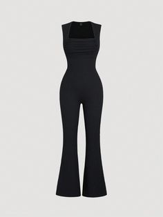 SHEIN MOOSTA Knitted Textured Ruffle Tank Top Flare JumpsuitI discovered amazing products on SHEIN.com, come check them out! Shein Jumpsuit, Womens Jumpsuits, Black Body Suit, Jumpsuit Black Outfit, Black Flared Jumpsuit, High Street Fashion, Collar Jumpsuit, Ruffle Tank Top, Flare Jumpsuit