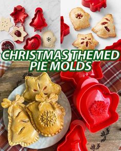 christmas themed pie molds on a table
