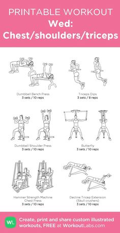 the printable workout poster shows how to do chest presses and sit - ups in different positions