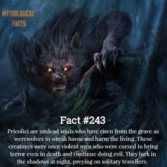 an image of a demonic creature in the woods with text that reads fact 1245