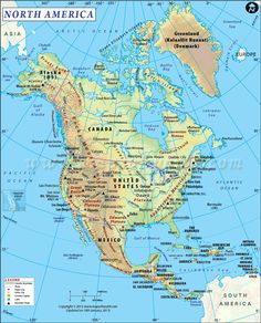 the map of north america with major cities