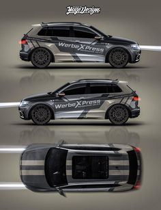 three different views of an suv from the top to the bottom, and side by side
