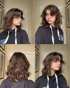 #aesthetic #haircut #wolfcut Wolfcut Short Female, Wolf Cut Girl Medium Hair, Wolf Cut Front And Back, Wolf Haircut Back, Wolf Cut Lesbian Hair, Wavy Wolf Cut Hair, Wolf Cut Low Maintenance, Wolf Cut On Frizzy Hair, Back Of Wolfcut