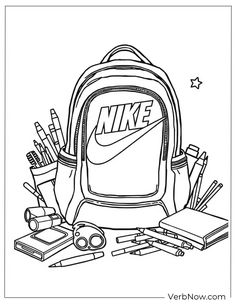 the back to school coloring page is full of items that include pencils, markers and pens