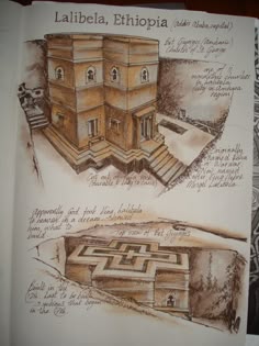 an open book with drawings on it and some words written in spanish above the image