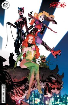 the cover to dc's catwomans, featuring two women and one man