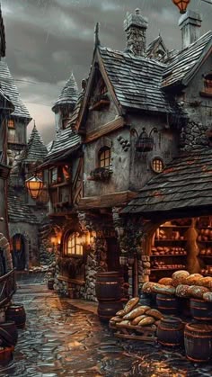 Medieval Spanish Houses, Old Medieval Bakery, Medieval Town Fantasy, Medieval Town Inspiration, Medieval Fantasy Architecture, Dnd Buildings, Village Medieval, Medieval Town Art Inspiration, Medieval Towns
