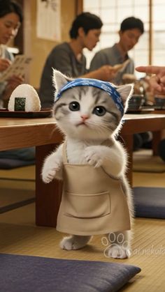 a cat is dressed up like a person