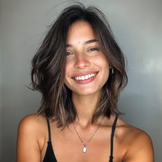 Shoulder Length Haircuts For Wavy Thick Hair, Shoulder Length Hair Full Face, Choppy Collarbone Length Hair, Short Thick Brown Hair, How To Get Hair Back To Natural Color, Lobs For Fine Hair, Shoulder Length Hair With Lowlights, Medium Chopped Haircut, Shoulder Layers