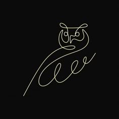 an owl logo on a black background