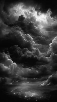 black and white photograph of clouds in the sky