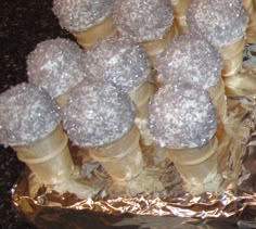 there are many ice cream cones on the foil