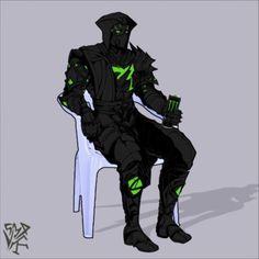 a drawing of a person sitting on a chair