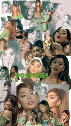 the collage shows many different women with their faces and hair colors, including one woman's face