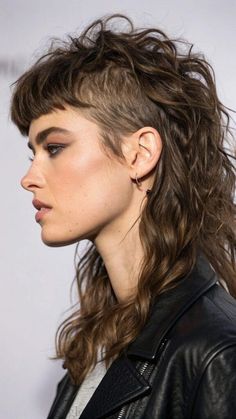 Mullet Inspired Haircut, Wolfcut Women Long, Wolf Cut Mohawk, Mohawk Shag, Womens Mullet Hairstyles Short, Long Mulet, Mullet With Sides, Shaggy Mullet Haircuts, Daring Hairstyles For Women