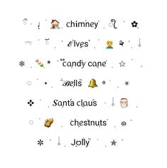 an image of some type of words in the same language on a white background with snowflakes and stars