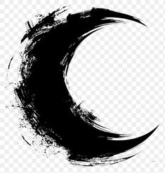 black and white brush painted crescent symbol png
