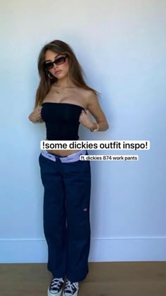 Styling Dickies, Girls In Dickies, Cute Outfits Black Pants, Womens Dickies Outfit, What To Wear With Dickies, What To Wear With Dickies Pants, Styling Dickies Pants, Outfits With Dickies Pants, How To Wear Dickies
