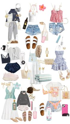 various types of clothes and shoes are arranged in the shape of a circle on a white background