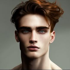 a young man with blue eyes and brown hair
