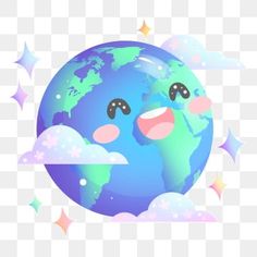 an earth with stars and clouds on it