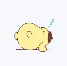 a cartoon dog sleeping on the ground with its head up and his eyes closed,