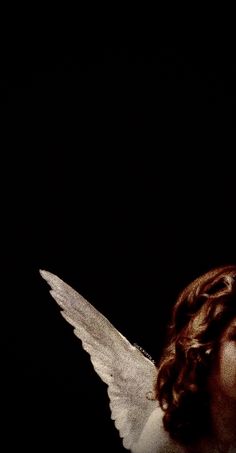 an angel in the dark with its wings spread