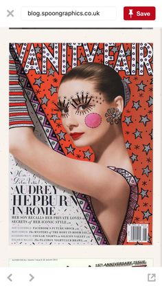 an image of a woman with makeup on the cover of vanity fair, which is featured in this magazine