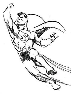 a drawing of superman flying through the air