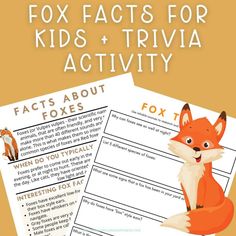 These facts about foxes for kids will make a fun learning activity for your homeschool. A free printable fox fact worksheet is included too! Educational Fox Activity, Fox Facts For Kids Printable, Foxes For Kids Educational Resources, Fox Themed Educational Activity, Teaching Kids About Foxes, Fun Facts About Foxes, Fox Facts For Kids Pdf, Fox Facts For Kids, Fox Fact Sheet