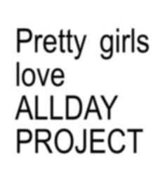 the pretty girls love allday project logo is shown in black and white on a white background