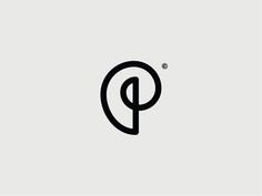 the letter p is shown in black and white