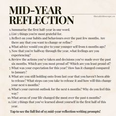 the mid - year reflection is written in black and white on a piece of paper