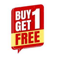 buy 1 get 1 free sign on white background