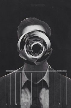 a black and white photo of a man's face with lines in front of him